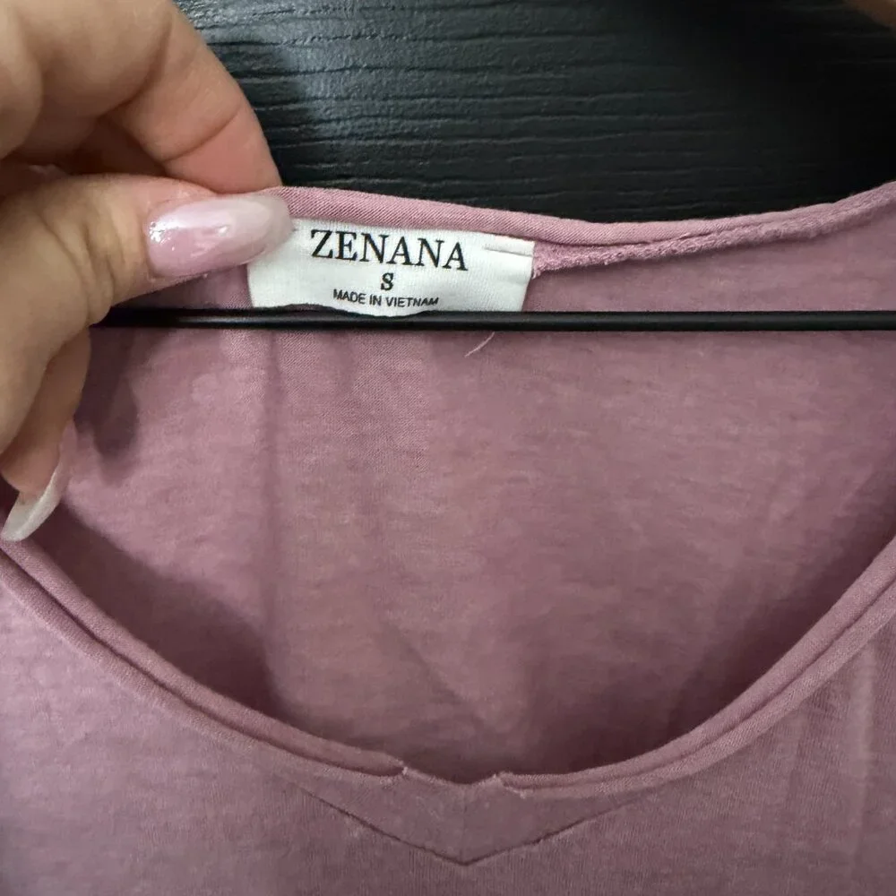 Womens Oversized Zenana Pocket Tee Shirt Pink Small - Picture 2 of 4